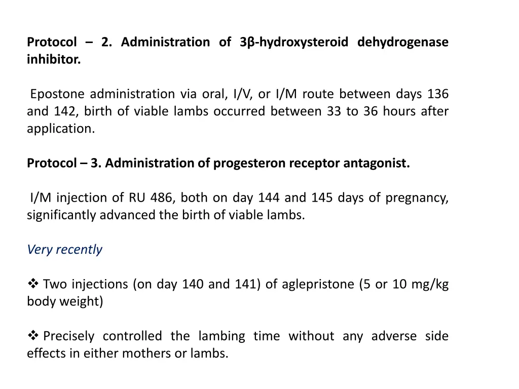 protocol 2 administration of 3 hydroxysteroid