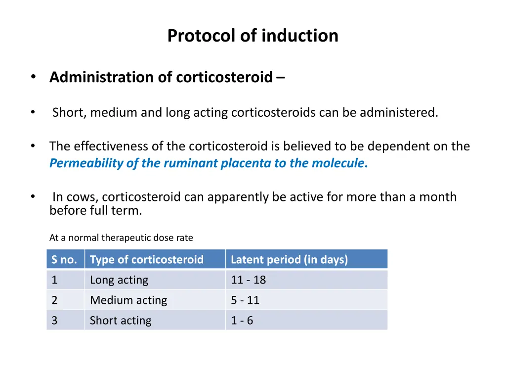 protocol of induction