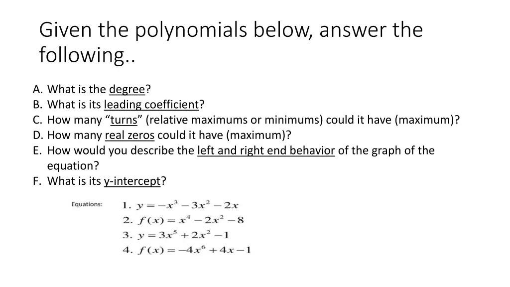 given the polynomials below answer the following