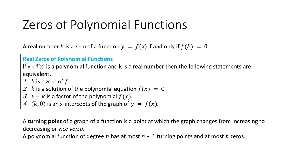 zeros of polynomial functions 1