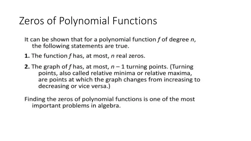 zeros of polynomial functions