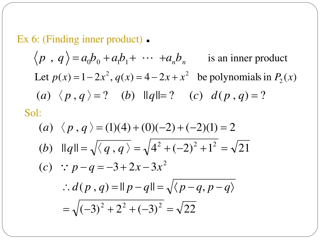 ex 6 finding inner product p q