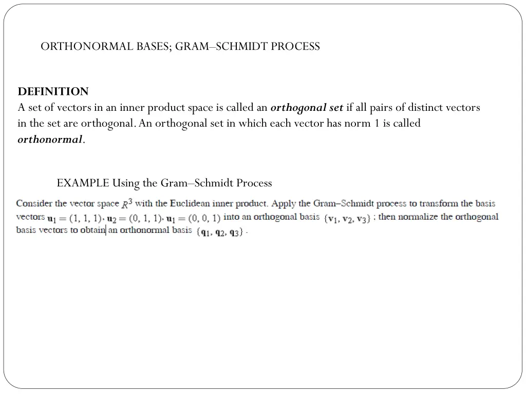 orthonormal bases gram schmidt process