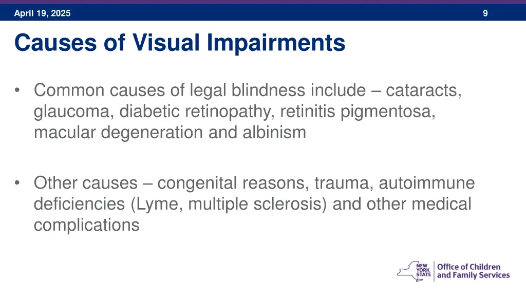 april 19 2025 causes of visual impairments