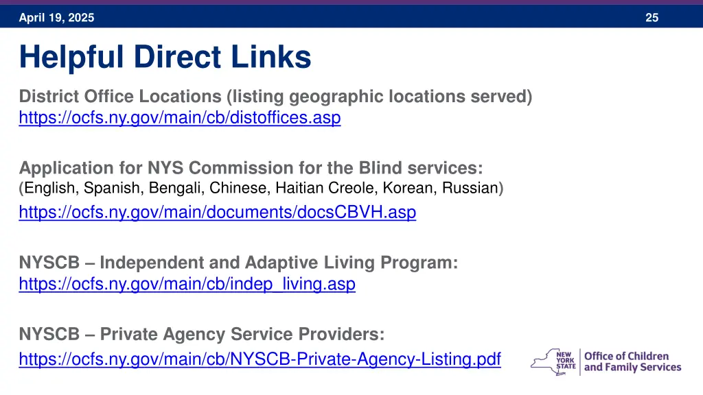 april 19 2025 helpful direct links
