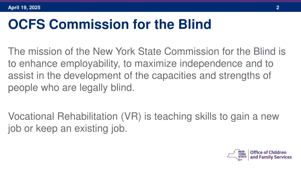 april 19 2025 ocfs commission for the blind