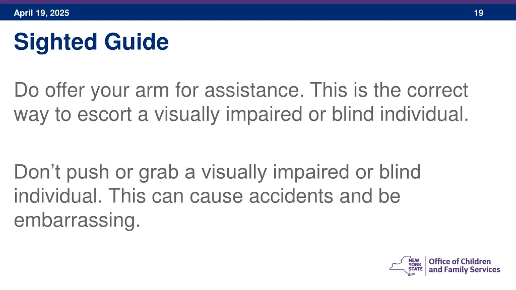 april 19 2025 sighted guide