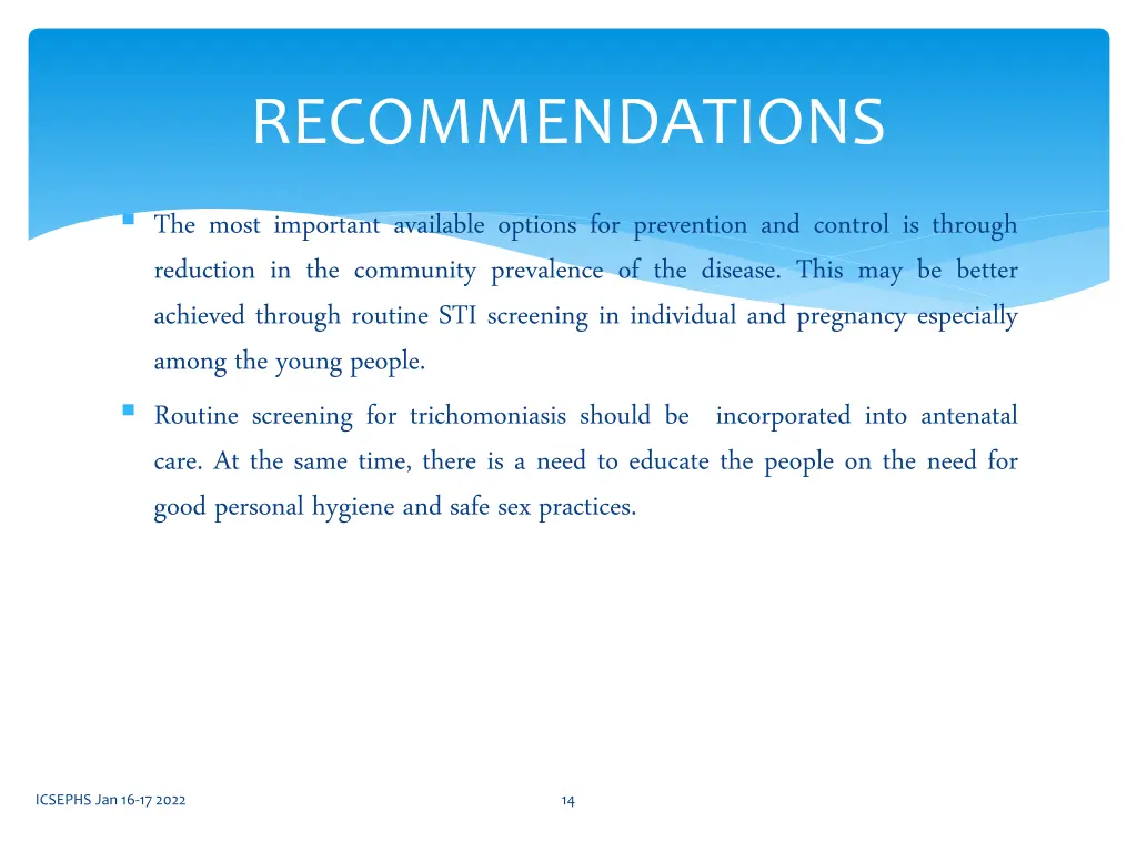 recommendations