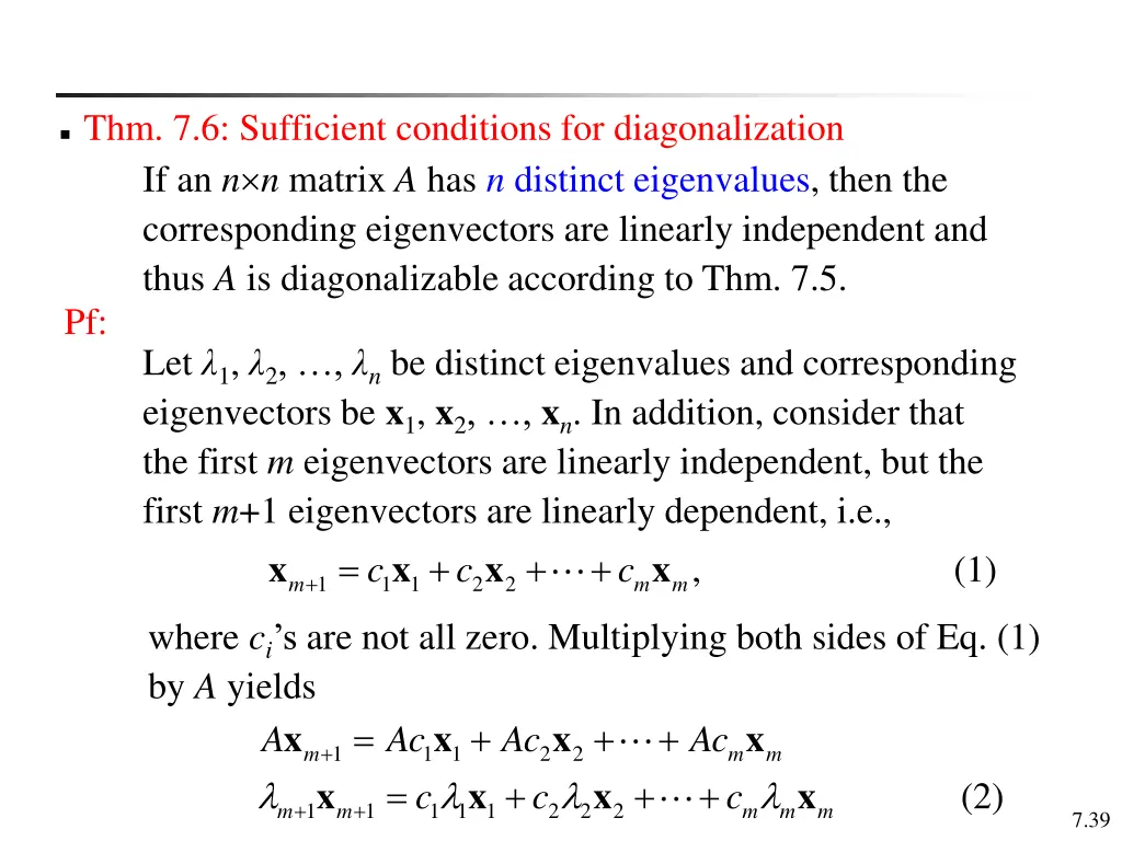 thm 7 6 sufficient conditions for diagonalization