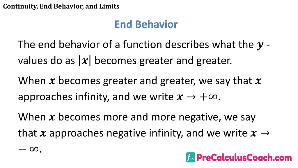 continuity end behavior and limits 29