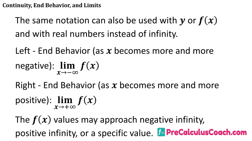 continuity end behavior and limits 30