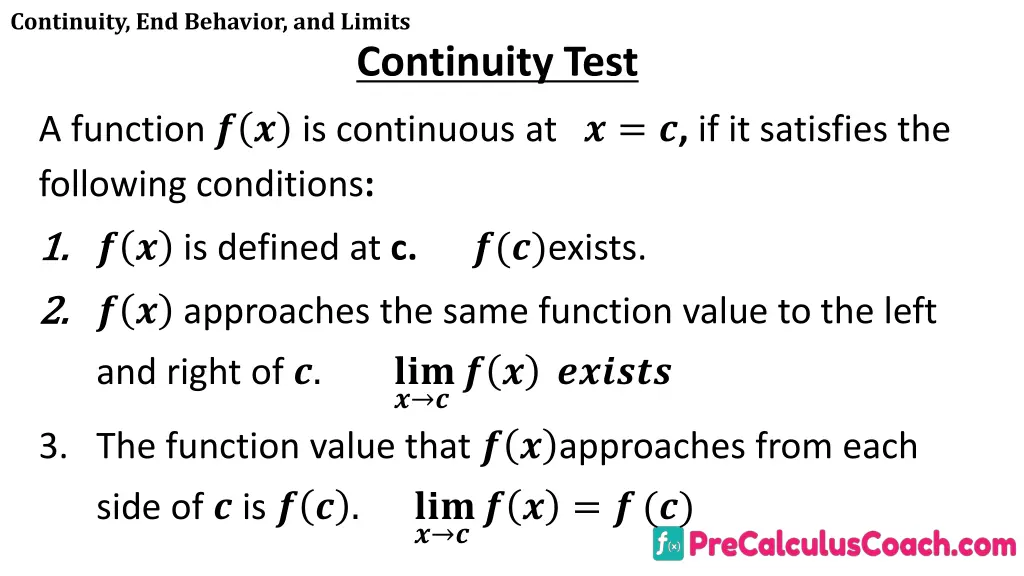 continuity end behavior and limits 6