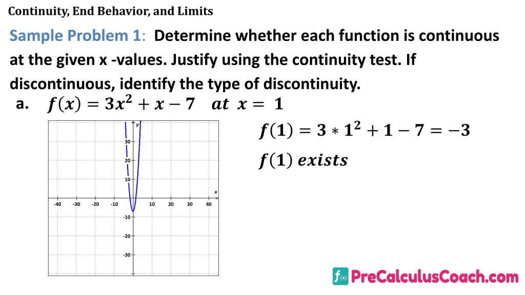 continuity end behavior and limits 8