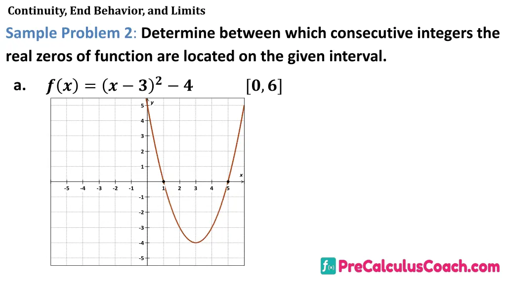 continuity end behavior and limits sample problem