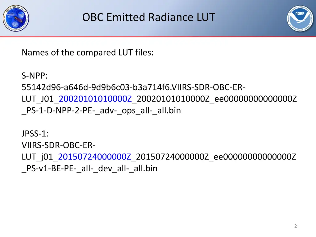 obc emitted radiance lut