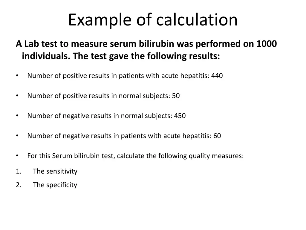 example of calculation