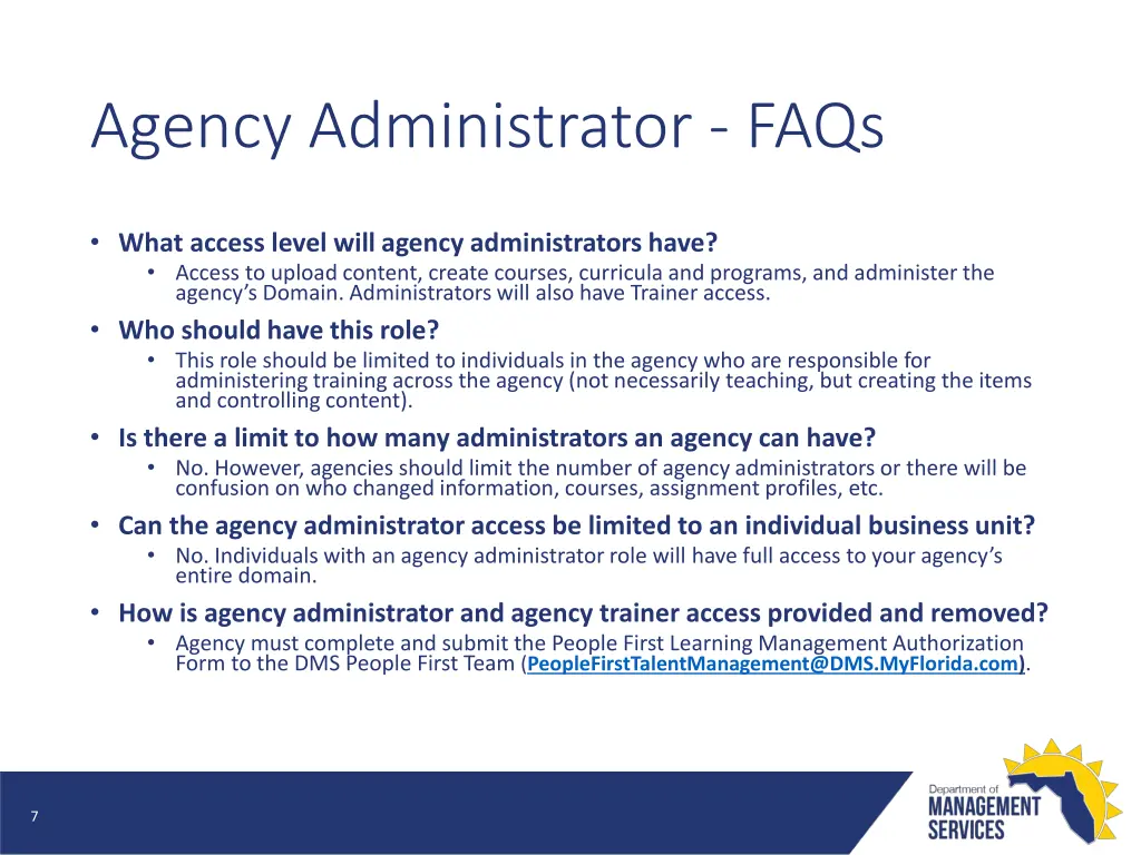 agency administrator faqs