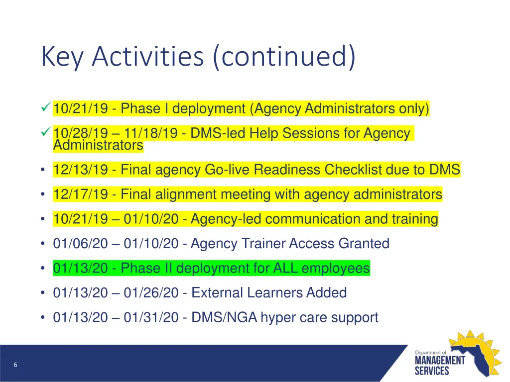 key activities continued 1