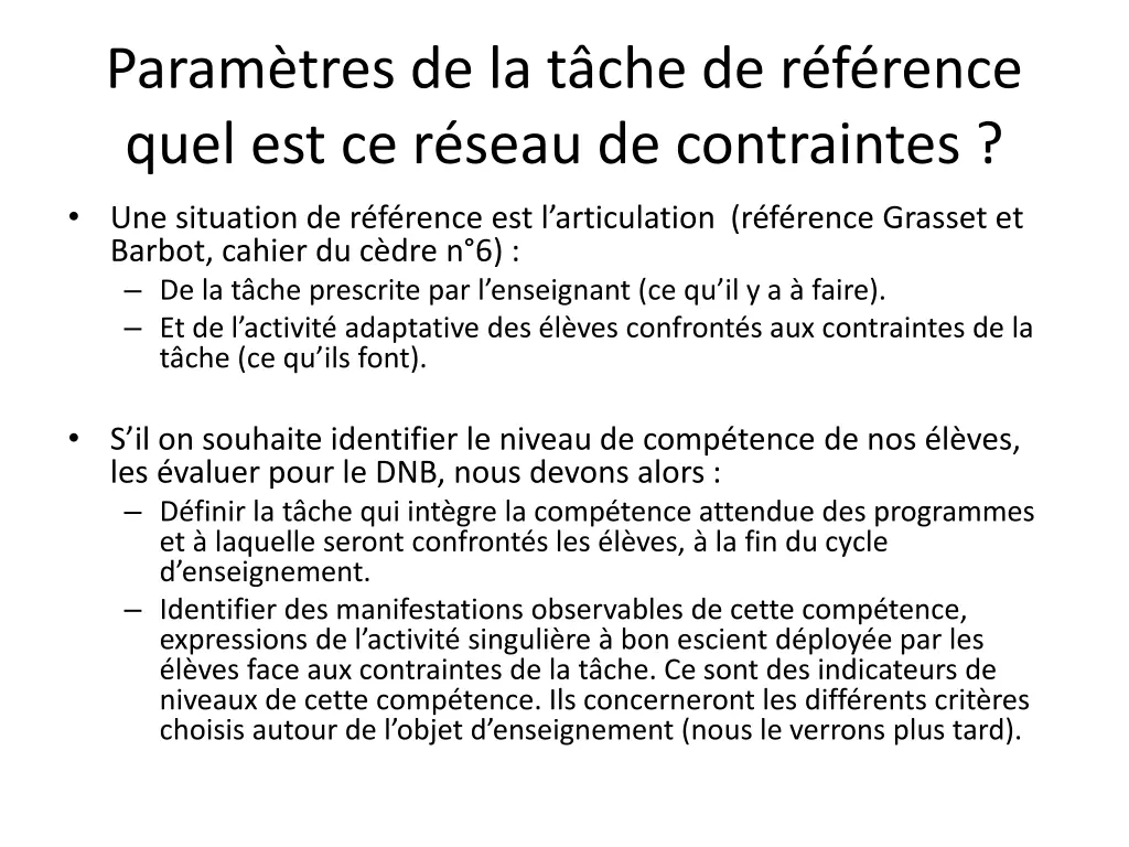 param tres de la t che de r f rence quel