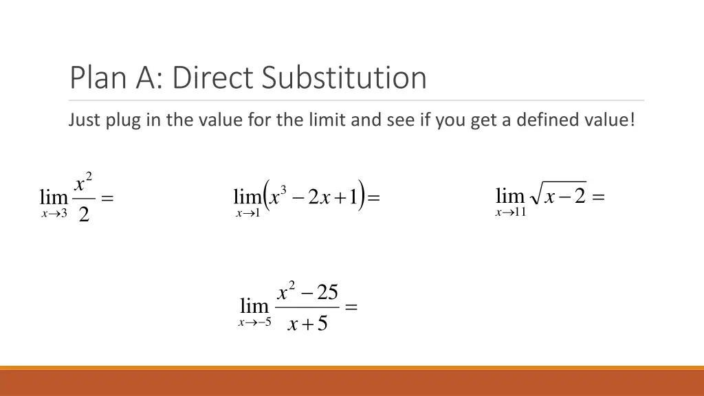plan a direct substitution