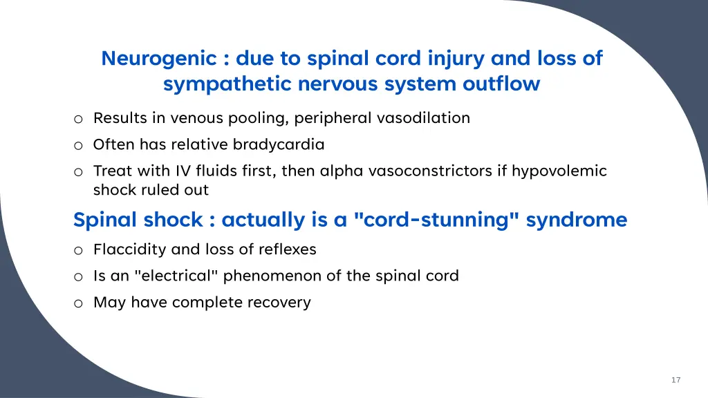 neurogenic due to spinal cord injury and loss
