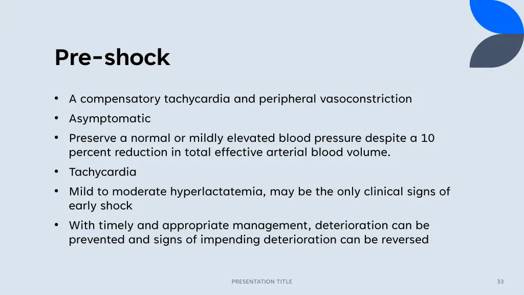pre shock
