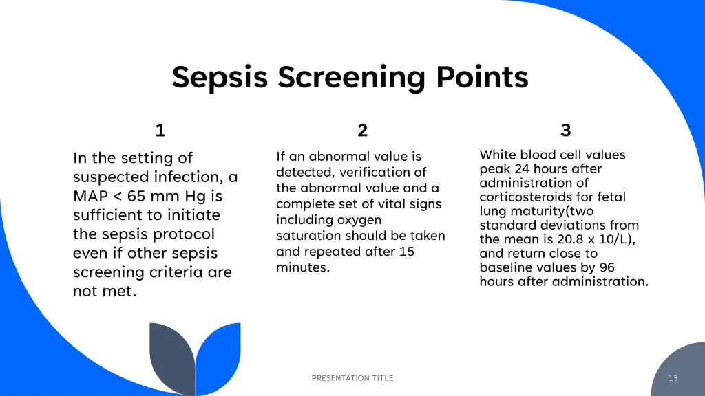 sepsis screening points