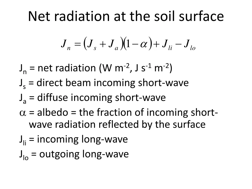 net radiation at the soil surface 1