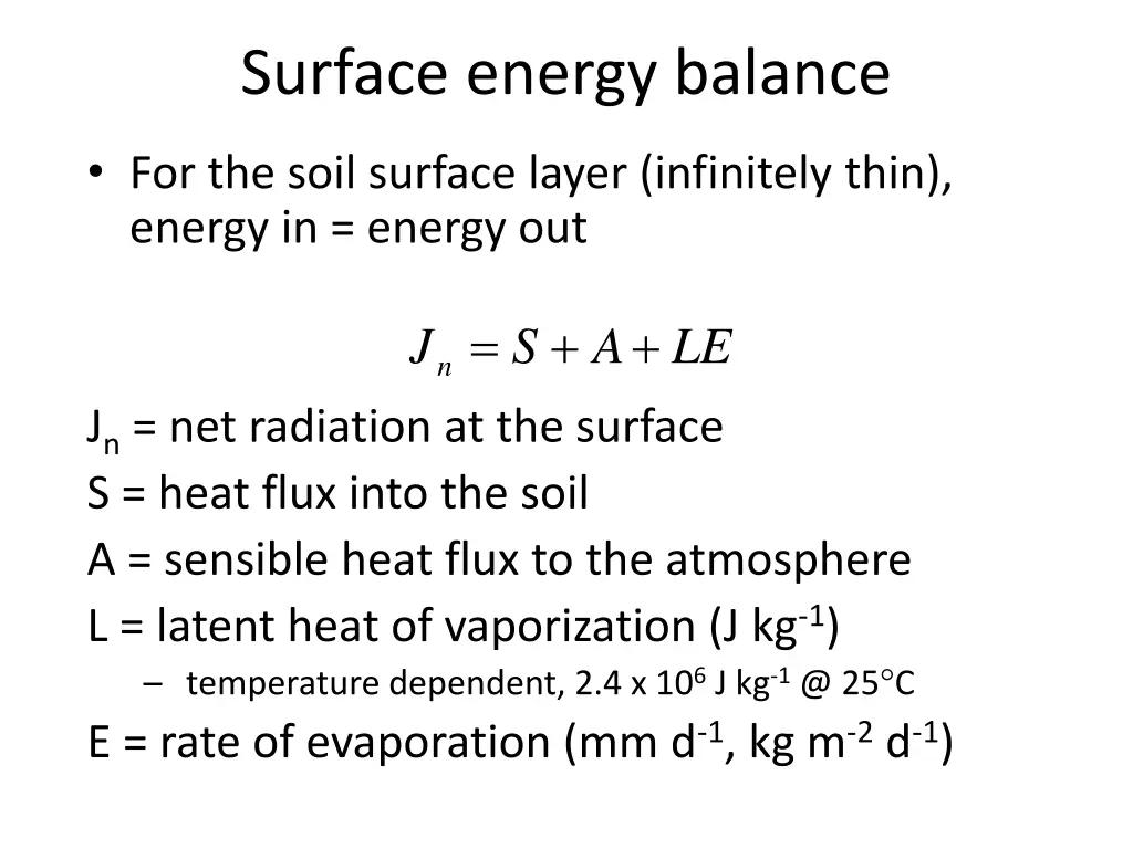 surface energy balance