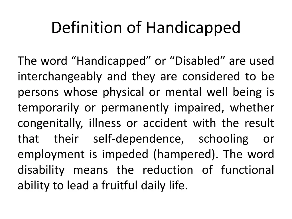 definition of handicapped