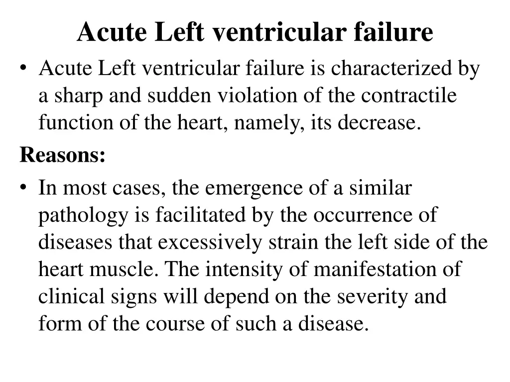 acute left ventricular failure acute left