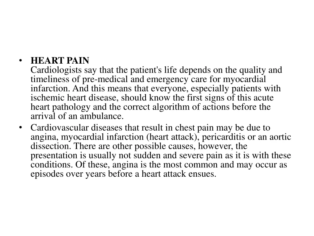 heart pain cardiologists say that the patient