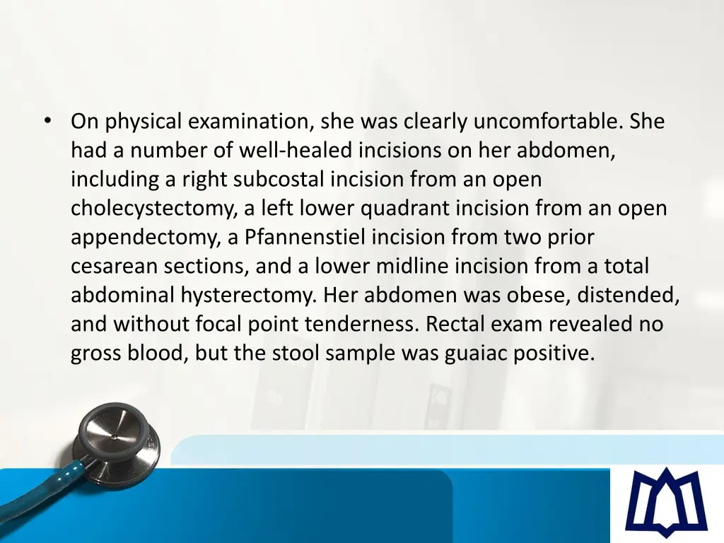 on physical examination she was clearly