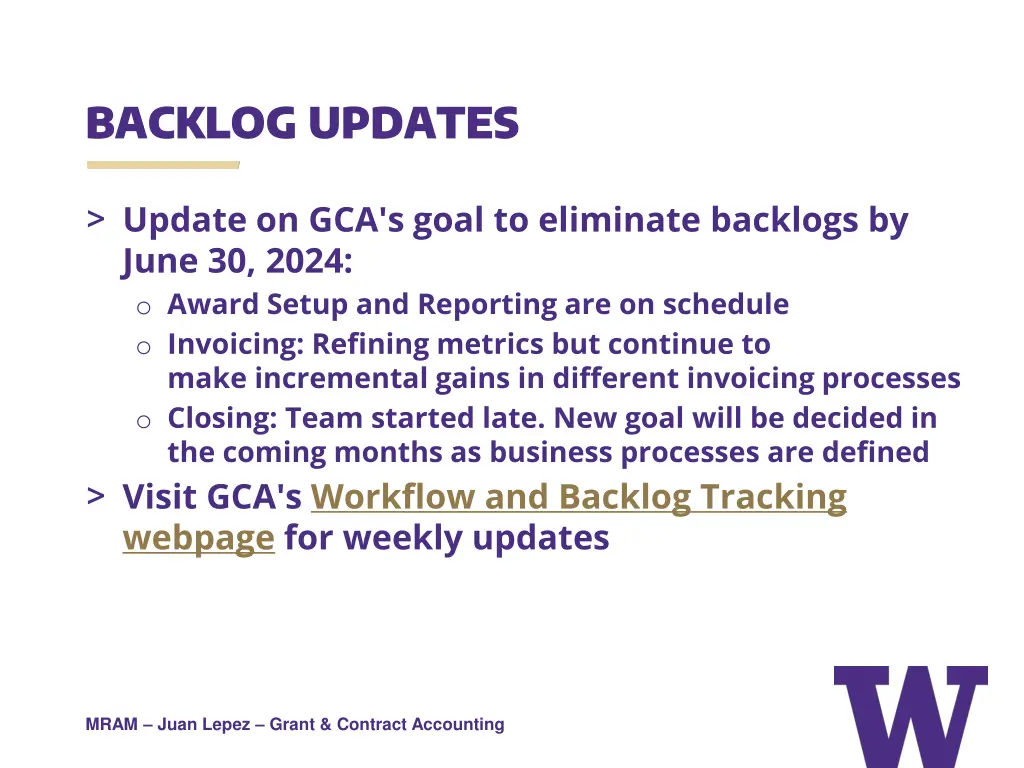 backlog updates