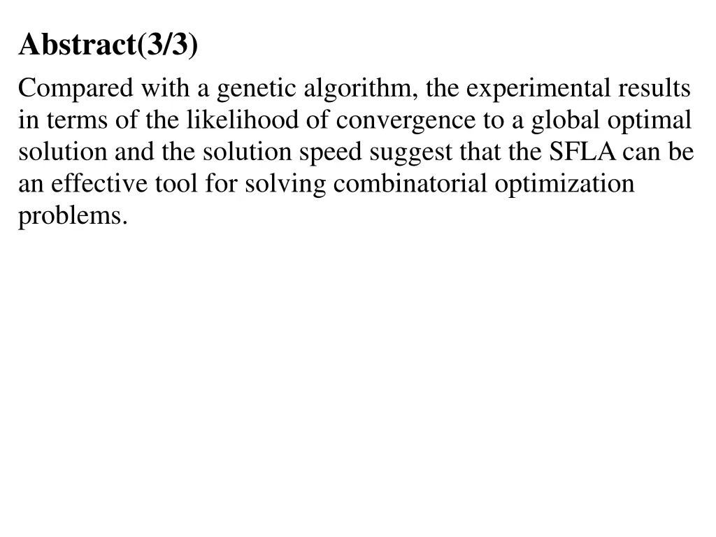 abstract 3 3 compared with a genetic algorithm