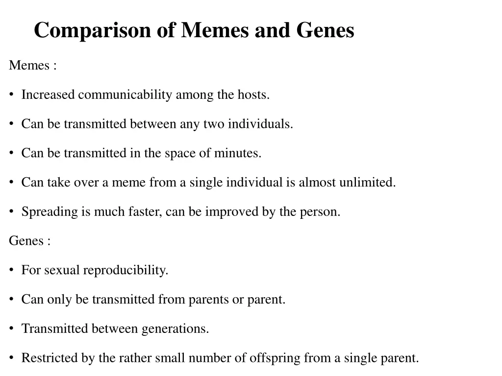 comparison of memes and genes