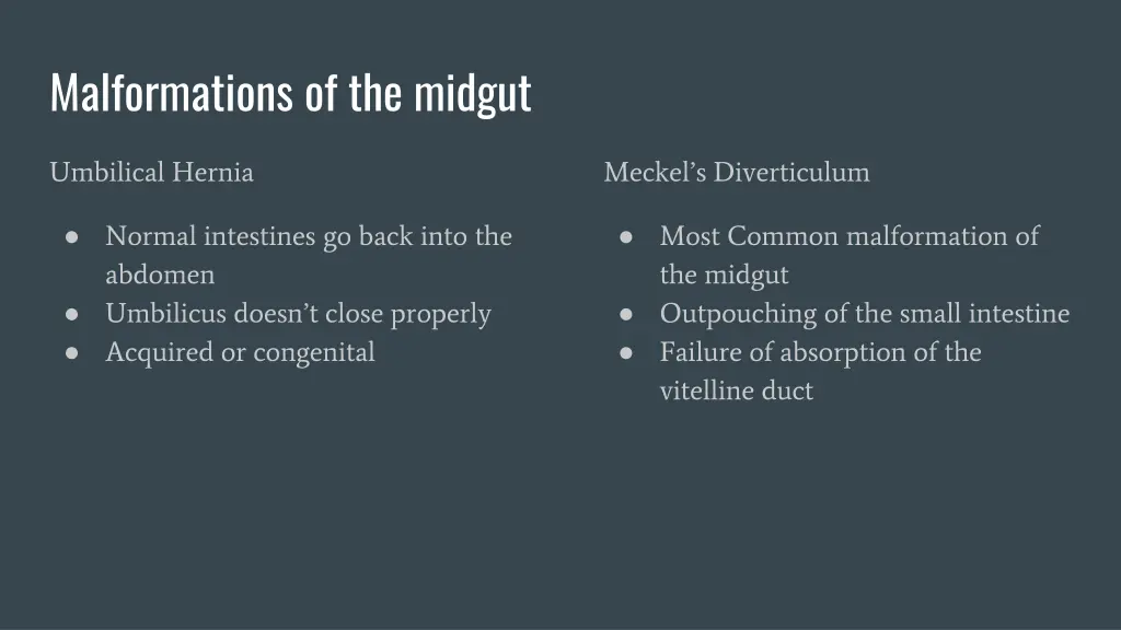 malformations of the midgut