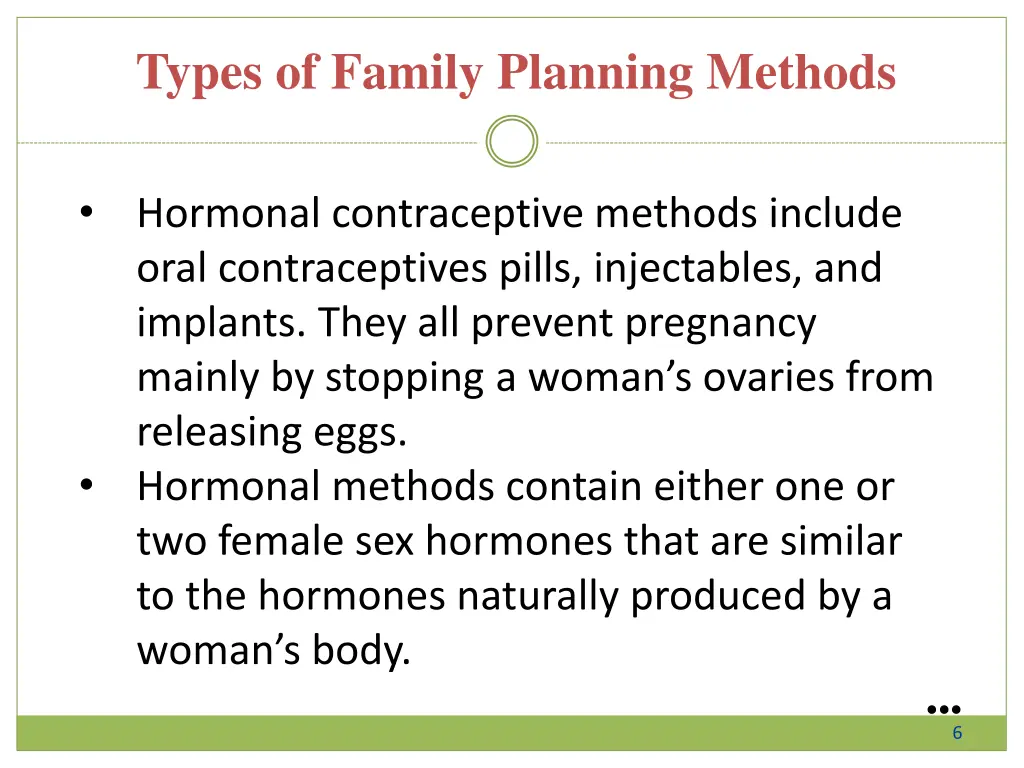 types of family planning methods