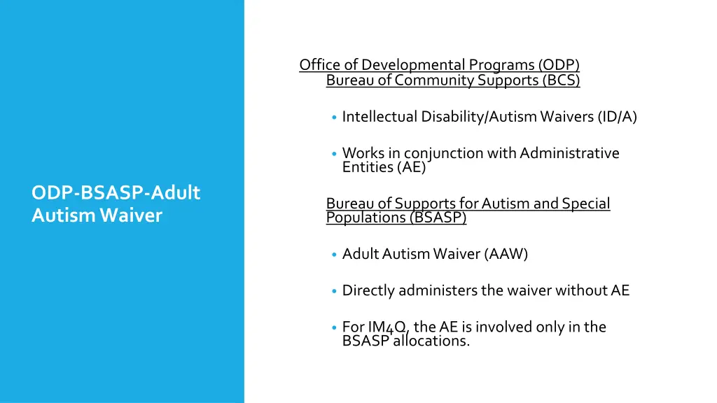 office of developmental programs odp bureau