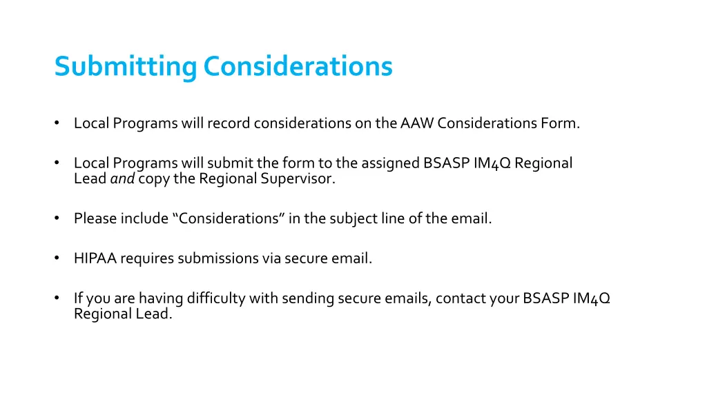 submitting considerations
