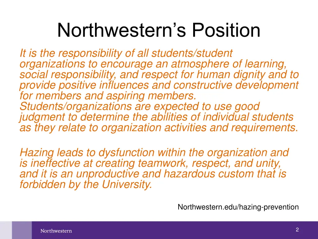 northwestern s position it is the responsibility