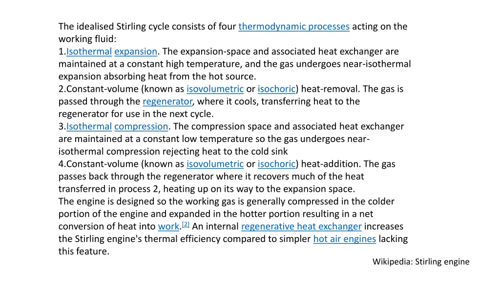 the idealised stirling cycle consists of four