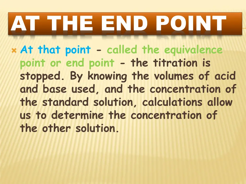 at the end point