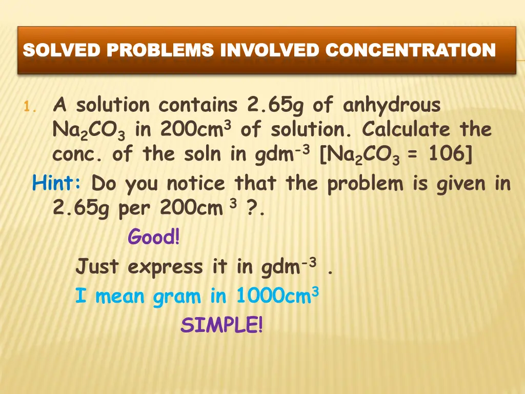 solved problems involved concentration solved