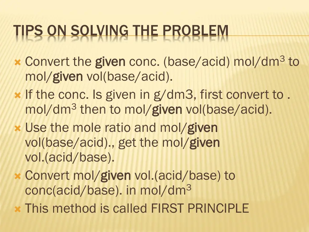tips on solving the problem