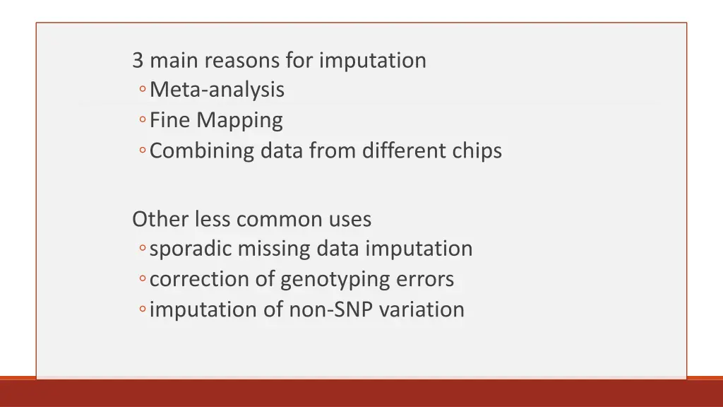 3 main reasons for imputation meta analysis fine