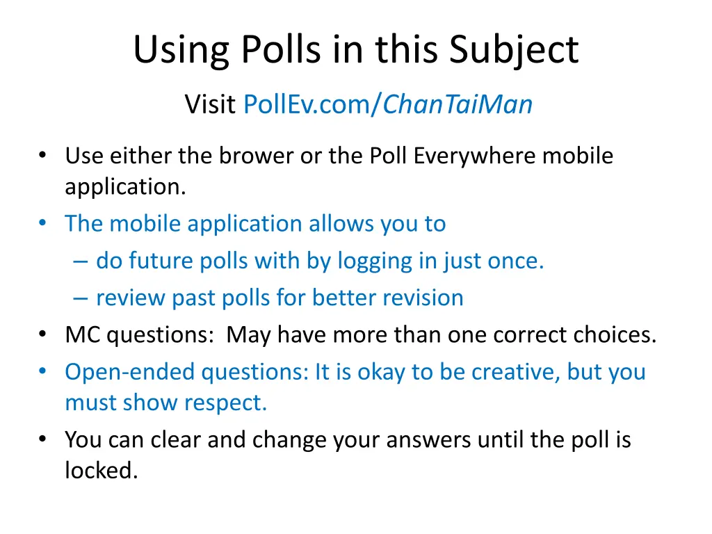 using polls in this subject 1