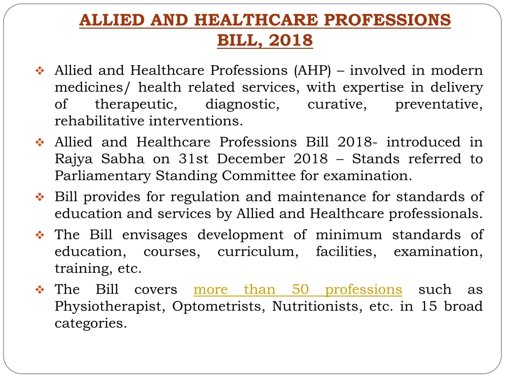 allied and healthcare professions bill 2018