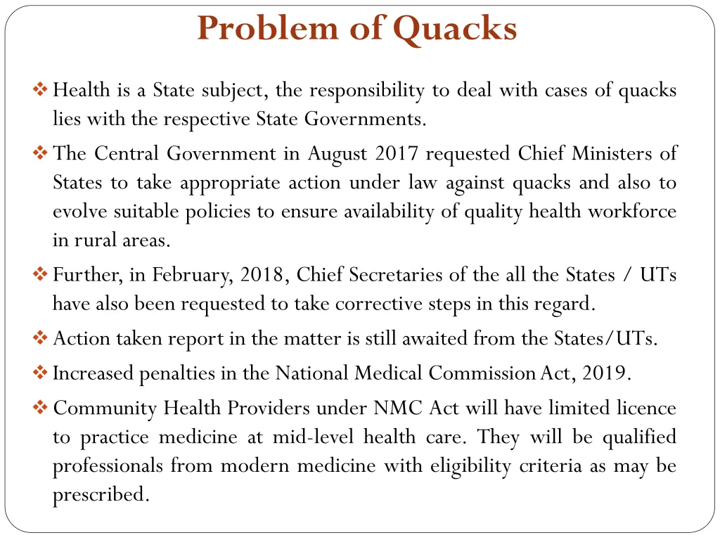 problem of quacks