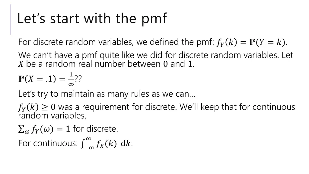 let s start with the pmf